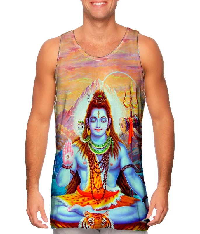 Plus Size Women's Ruffled Hem Tank Tops with Floral PrintsIndia - "The Great Shiva"