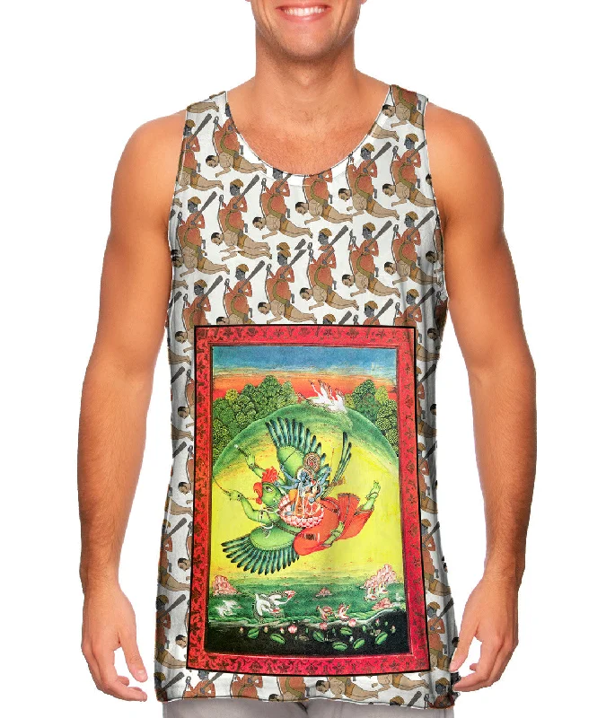Women's Spaghetti Strap Tank Tops with Geometric PatternsIndia - "Vishnu And Lakshmi Riding Garuda" Women's Spaghetti Strap Tank Tops with Geometric PatternsIndia - "Vishnu And Lakshmi Riding Garuda"