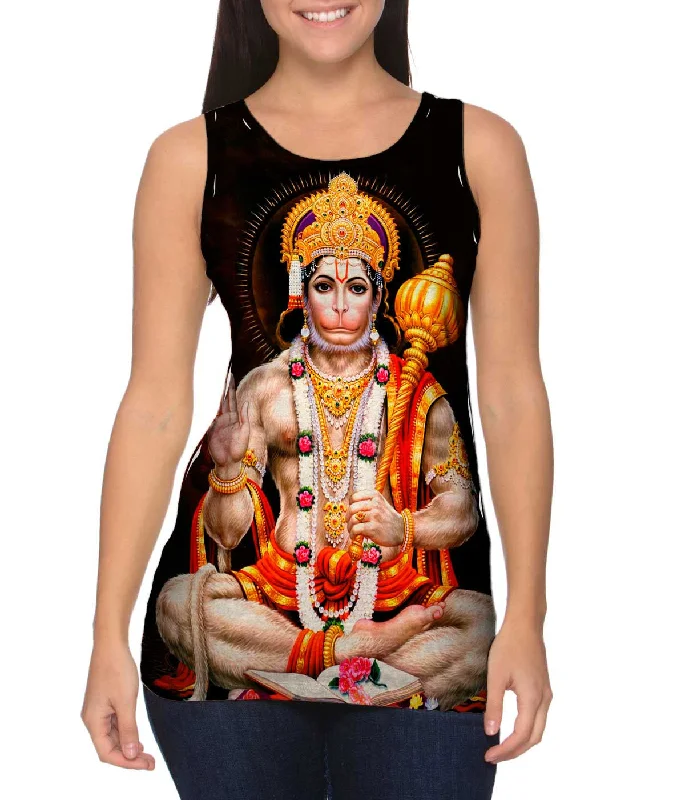 Crew Neck Women's Sustainable Tank Tops Made from Recycled MaterialsIndia - "Vishnu God" Crew Neck Women's Sustainable Tank Tops Made from Recycled MaterialsIndia - "Vishnu God"