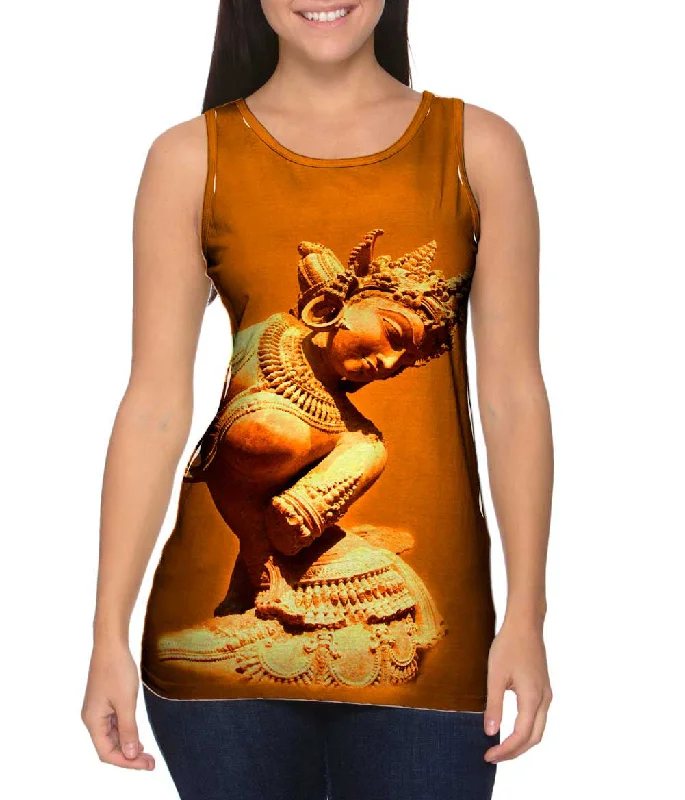 Crew Neck Women's Sustainable Tank Tops Made from Recycled MaterialsIndian Art - "Statue Fertility God" Crew Neck Women's Sustainable Tank Tops Made from Recycled MaterialsIndian Art - "Statue Fertility God"