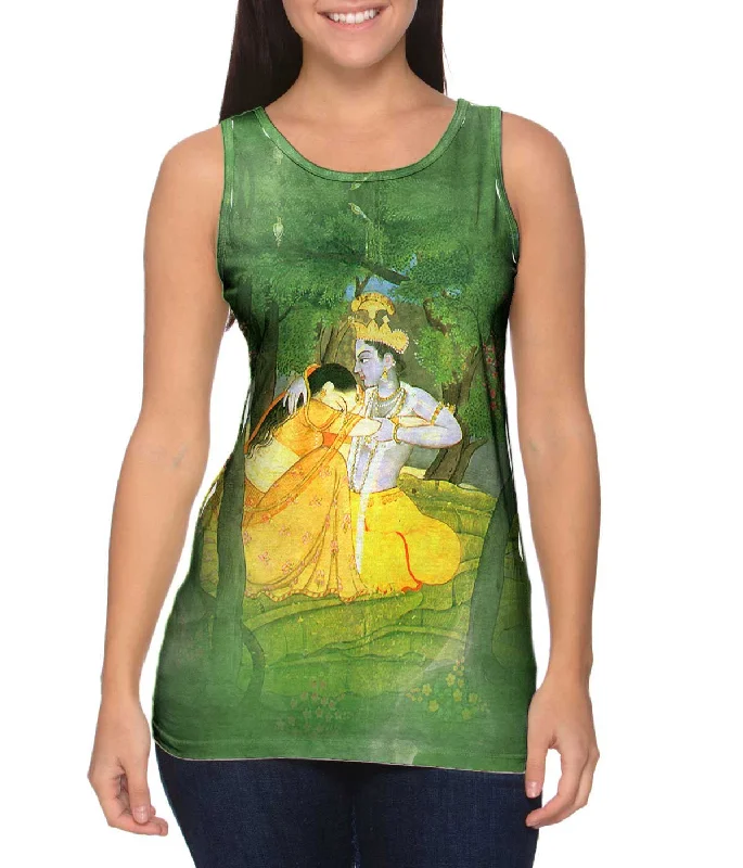 Square Neck Women's Organic Cotton Tank Tops in Earth TonesIndian - "Krishna and Radha 2" Square Neck Women's Organic Cotton Tank Tops in Earth TonesIndian - "Krishna and Radha 2"