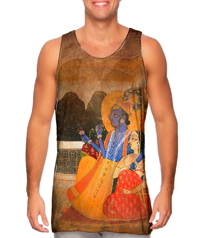 Women's Spaghetti Strap Tank Tops with Geometric PatternsIndian - "Krishna and Radha" Women's Spaghetti Strap Tank Tops with Geometric PatternsIndian - "Krishna and Radha"