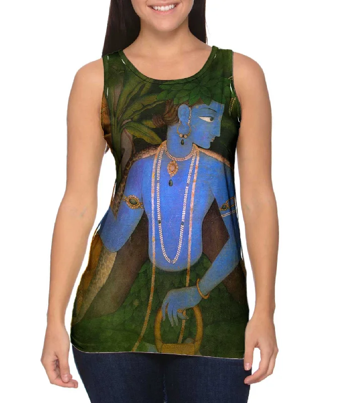 Halter Neck Women's Modal Blend Tank Tops for ComfortIndian - "Rama Garden"