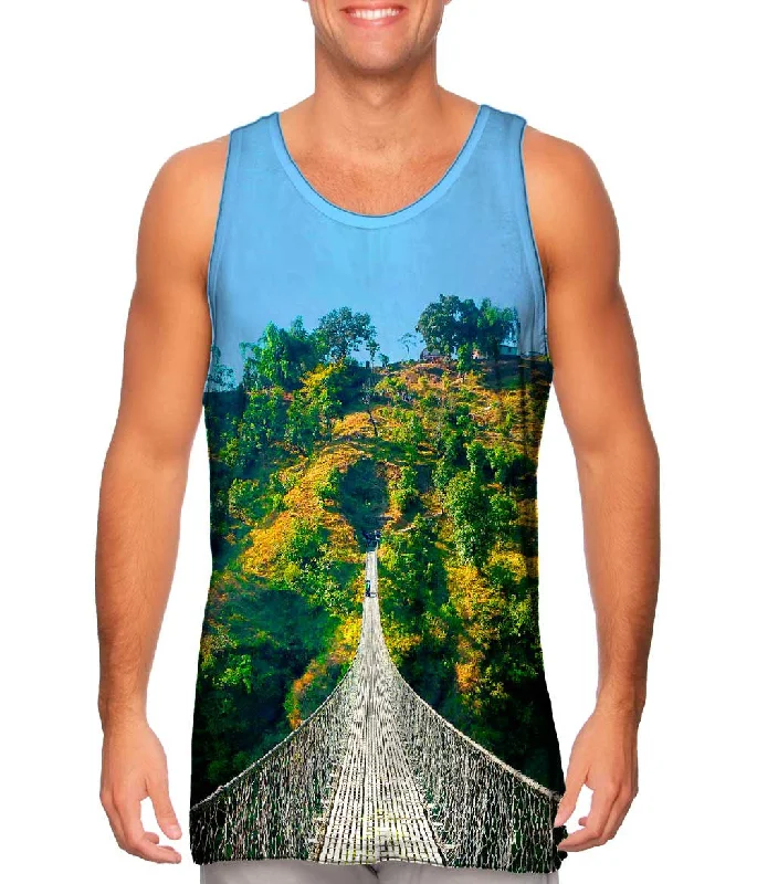 Mock Neck Women's Performance Tank Tops for CyclingIndiana Rope Bridge