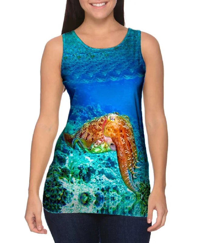 Plus Size Women's Glitter - Trimmed Tank Tops for Party NightsIndonesia Squid Underwater Plus Size Women's Glitter - Trimmed Tank Tops for Party NightsIndonesia Squid Underwater