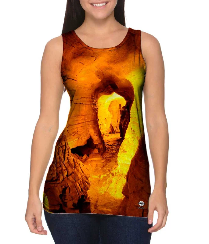 Plus Size Women's Side - Slit Tank Tops in Metallic ShadesInside The Golden Caves