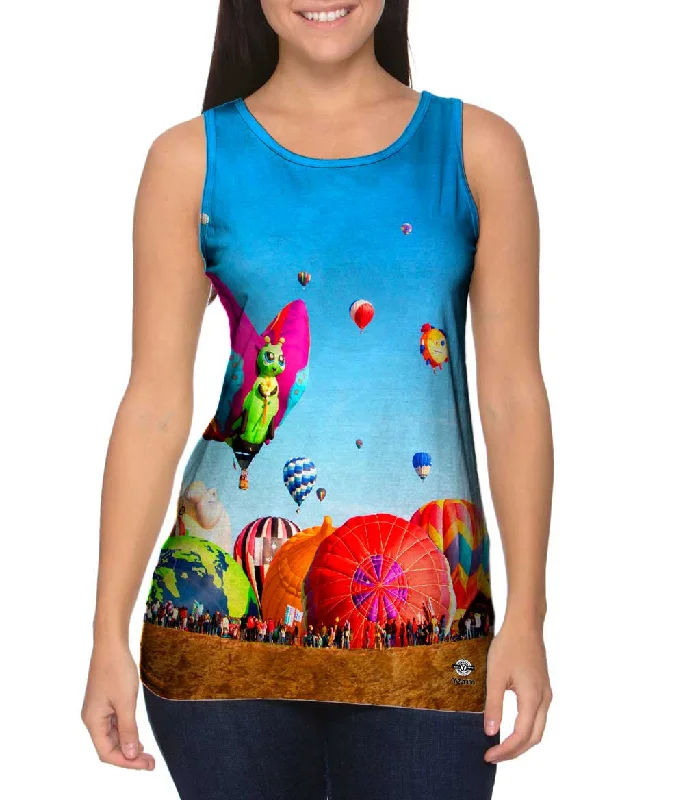 Women's Cropped Tank Tops with Vintage Band LogosInternational Hot Air Balloon Festival In Leon Guanajuato Mexico Women's Cropped Tank Tops with Vintage Band LogosInternational Hot Air Balloon Festival In Leon Guanajuato Mexico
