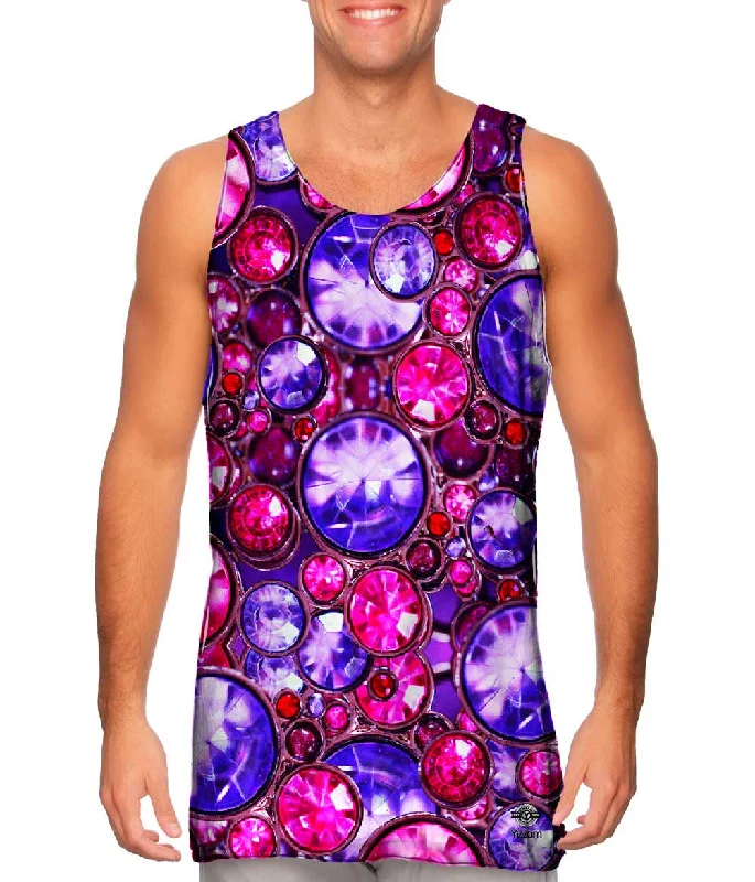 Mock Neck Women's Performance Tank Tops for CyclingIridiscent Gemstones
