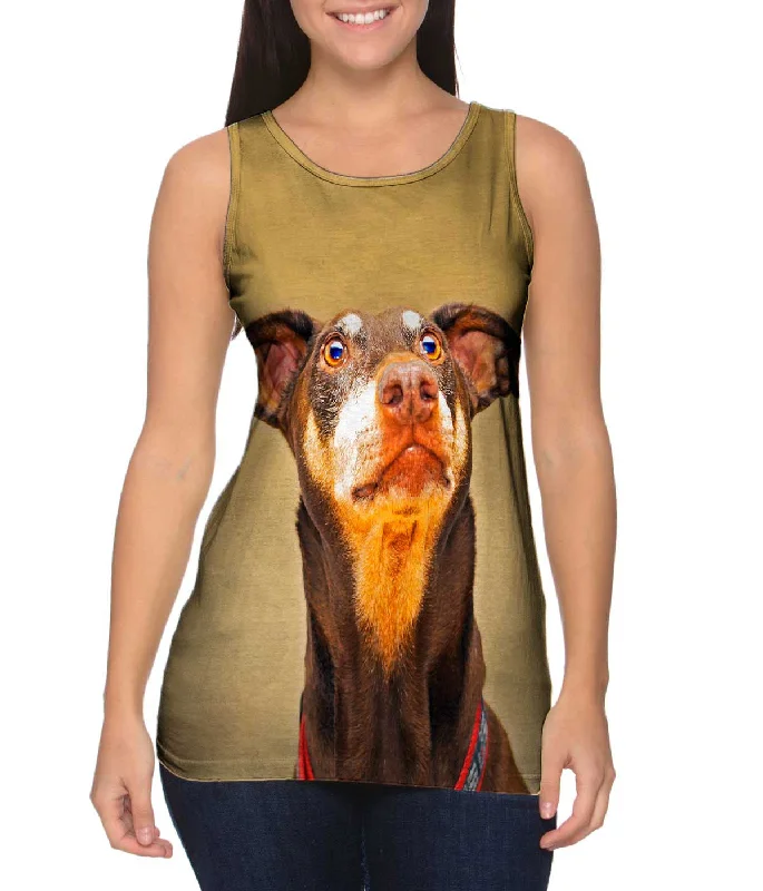 Women's Button - Down Tank Tops in Striped PatternsIs That Bacon Golden Doberman Pinscher Women's Button - Down Tank Tops in Striped PatternsIs That Bacon Golden Doberman Pinscher
