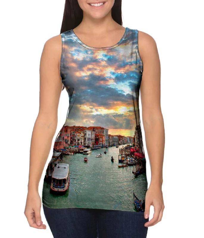 Women's Spaghetti Strap Tank Tops with Geometric PatternsItalian Venice Canal