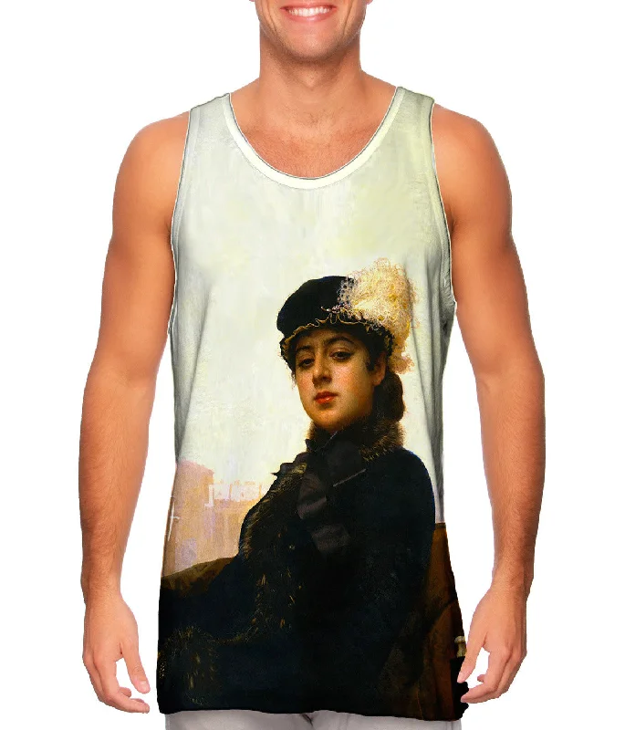 Plus Size Women's Glitter - Trimmed Tank Tops for Party NightsIvan Kramskoi - "Portrait of an Unknown Woman" (1883) Plus Size Women's Glitter - Trimmed Tank Tops for Party NightsIvan Kramskoi - "Portrait of an Unknown Woman" (1883)