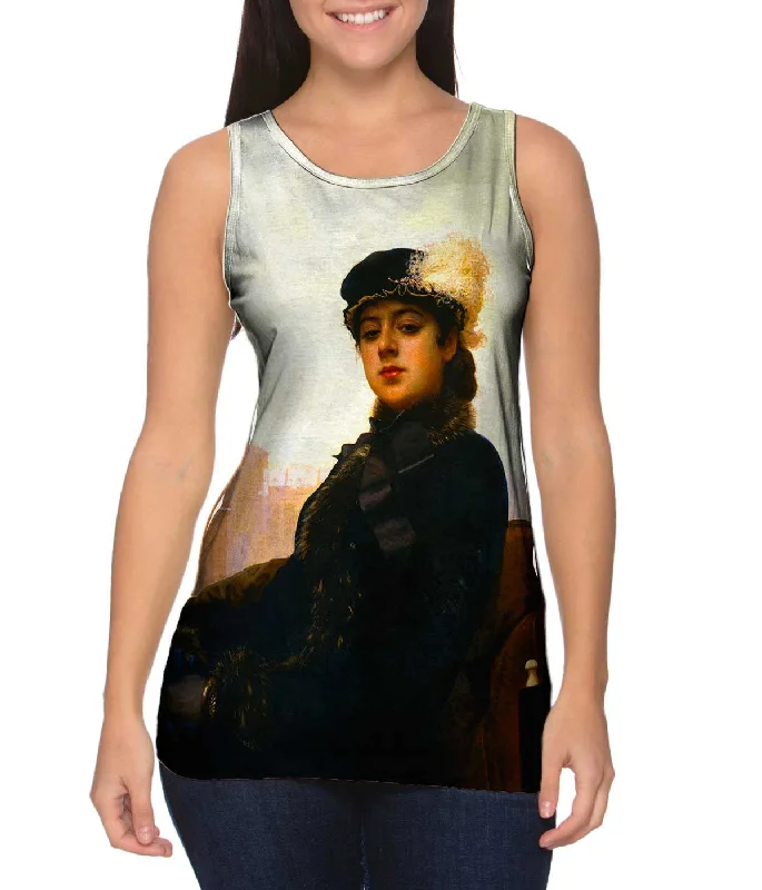 Women's Longline Tank Tops with Abstract PrintsIvan Kramskoi - "Portrait of an Unknown Woman" (1883) Women's Longline Tank Tops with Abstract PrintsIvan Kramskoi - "Portrait of an Unknown Woman" (1883)