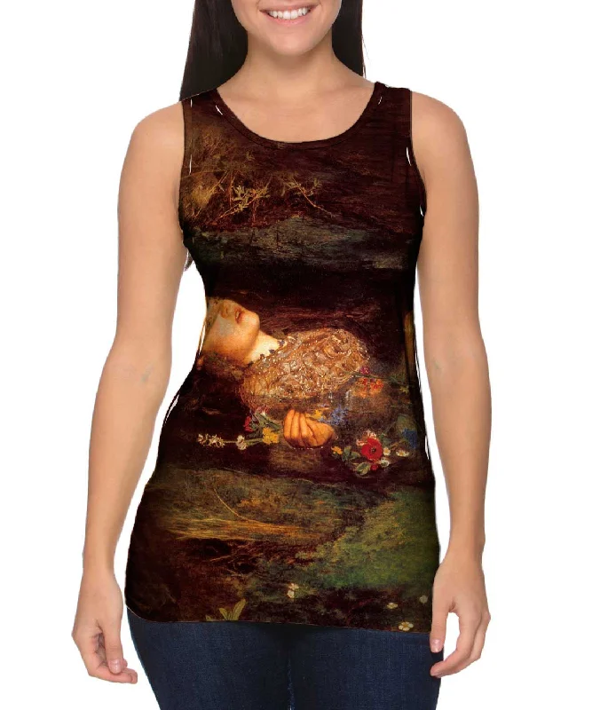 Plus Size Women's Ruffled Hem Tank Tops with Floral PrintsJ John Everett Millais - "Ophelia" Plus Size Women's Ruffled Hem Tank Tops with Floral PrintsJ John Everett Millais - "Ophelia"