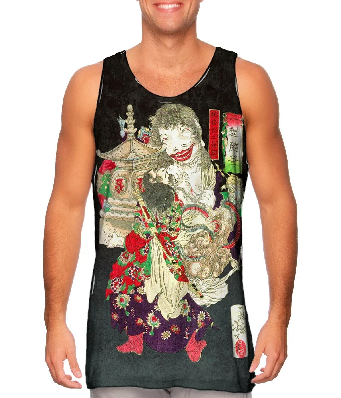 Square Neck Women's Organic Cotton Tank Tops in Earth TonesJapan - "Chogai Takuto Stupa" Square Neck Women's Organic Cotton Tank Tops in Earth TonesJapan - "Chogai Takuto Stupa"