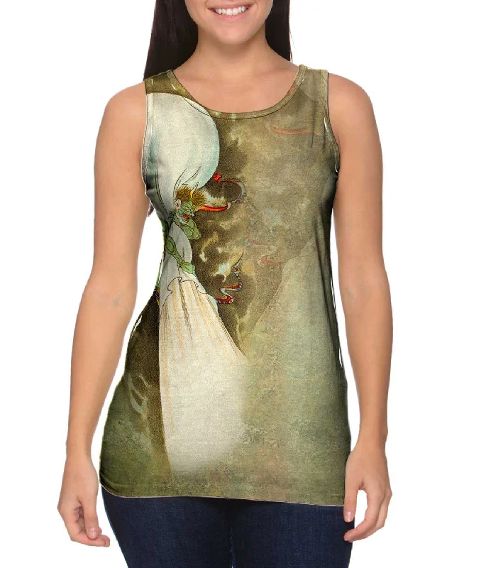 Plus Size Women's Ruffled Hem Tank Tops with Floral PrintsJapan - "Futen"
