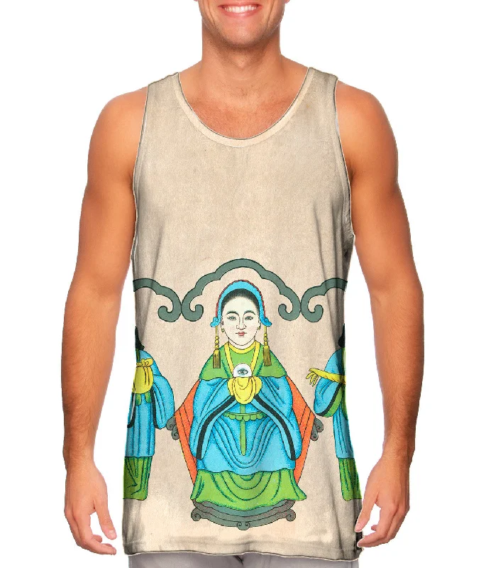 Halter Neck Women's Modal Blend Tank Tops for ComfortJapan - "Goddess That Cures Eye Disease"
