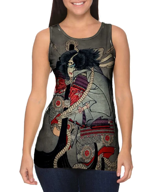 Women's Longline Tank Tops with Abstract PrintsJapan - Ichiyusai Kuniyoshi -"Battle of Dannoura" (1845) Women's Longline Tank Tops with Abstract PrintsJapan - Ichiyusai Kuniyoshi -"Battle of Dannoura" (1845)