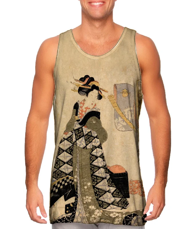 Women's Sleeveless Ribbed Tank Tops for a Trendy LookJapan - Itsutsu Karigane -"Lady standing by a chest" Women's Sleeveless Ribbed Tank Tops for a Trendy LookJapan - Itsutsu Karigane -"Lady standing by a chest"