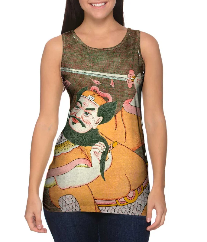 Women's Longline Tank Tops with Abstract PrintsJapan - "Pankwan The Decider Of Life" Women's Longline Tank Tops with Abstract PrintsJapan - "Pankwan The Decider Of Life"