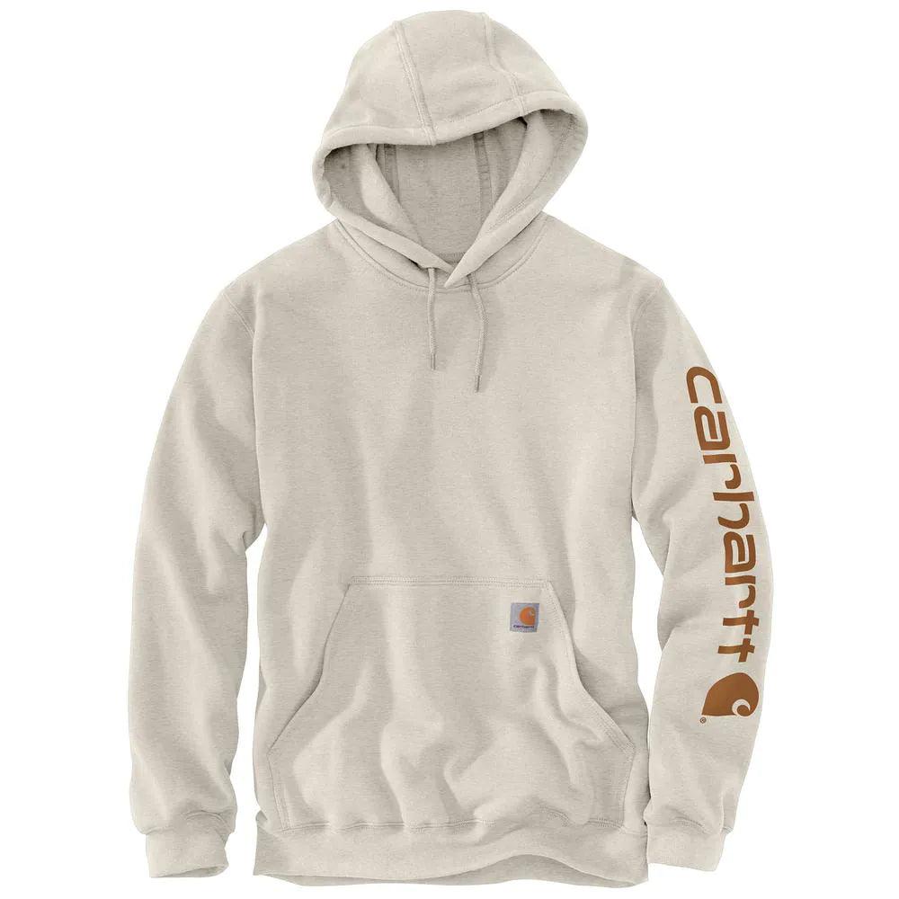 K288-W03 Loose Fit Midweight Logo Sleeve Graphic Hoodie - Malt