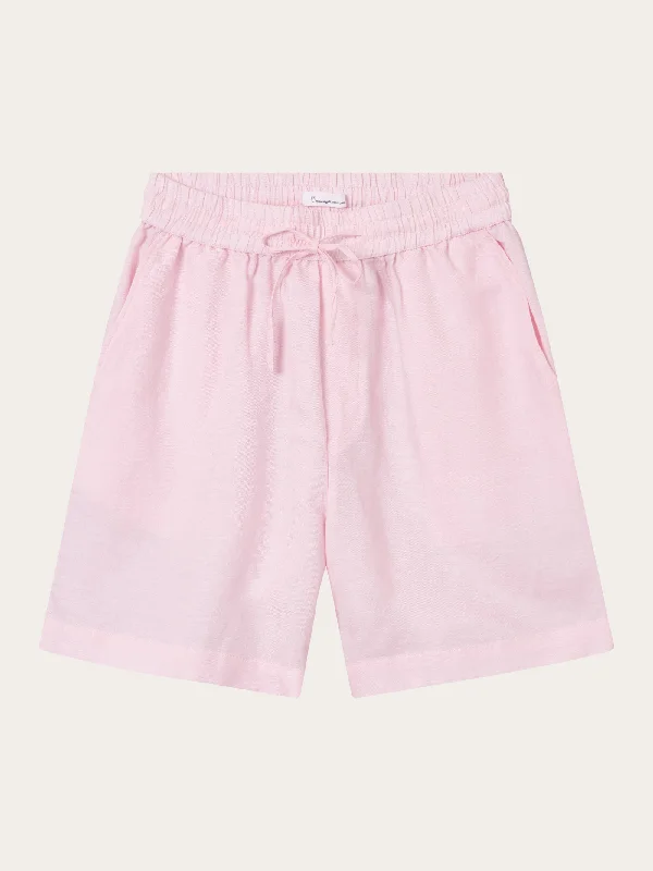 Bermuda Women Shorts for a Classic and Sophisticated LookLinen mix elastic waist shorts - Parfait Pink Bermuda Women Shorts for a Classic and Sophisticated LookLinen mix elastic waist shorts - Parfait Pink