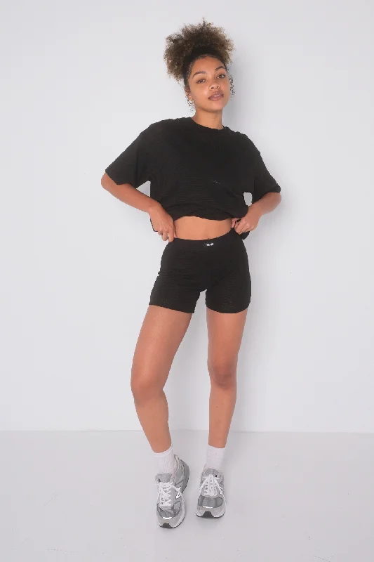 Elastic Waist Women Shorts for Easy Wear and ComfortLounge Boxer Shorts - Black