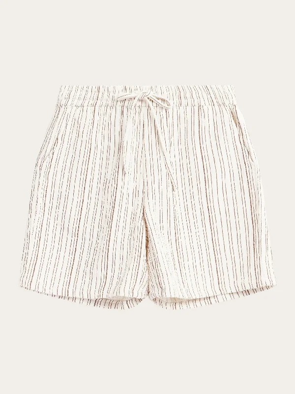 High - Waisted Women Shorts for a Retro and Flattering LookPOSEY wide mid-rise wrinkle stripe shorts - GOTS/Vegan - Brown stripe High - Waisted Women Shorts for a Retro and Flattering LookPOSEY wide mid-rise wrinkle stripe shorts - GOTS/Vegan - Brown stripe