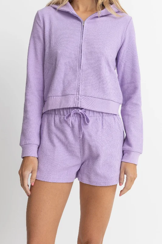 Twill Women Shorts with a Smooth Texture and DurabilityWaffle Short Lavender