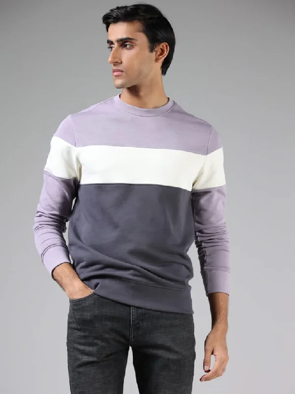 Twill Women Shorts with a Smooth Texture and DurabilityWES Casuals Lilac & Charcoal Colorblock Cotton Blend Relaxed-Fit Sweatshirt Twill Women Shorts with a Smooth Texture and DurabilityWES Casuals Lilac & Charcoal Colorblock Cotton Blend Relaxed-Fit Sweatshirt