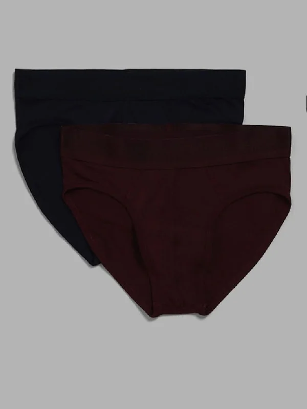Plus Size Women Shorts with a Comfortable and Stylish FitWES Lounge Navy & Maroon Briefs - Pack of 2 Plus Size Women Shorts with a Comfortable and Stylish FitWES Lounge Navy & Maroon Briefs - Pack of 2