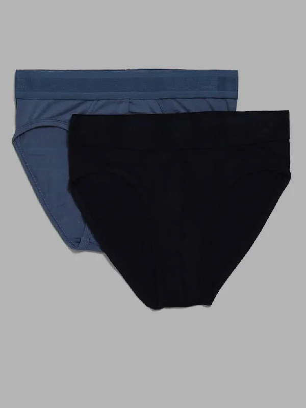 Stretchable Women Shorts for Maximum MobilityWES Lounge Powder Blue & Black Briefs - Pack of 2 Stretchable Women Shorts for Maximum MobilityWES Lounge Powder Blue & Black Briefs - Pack of 2